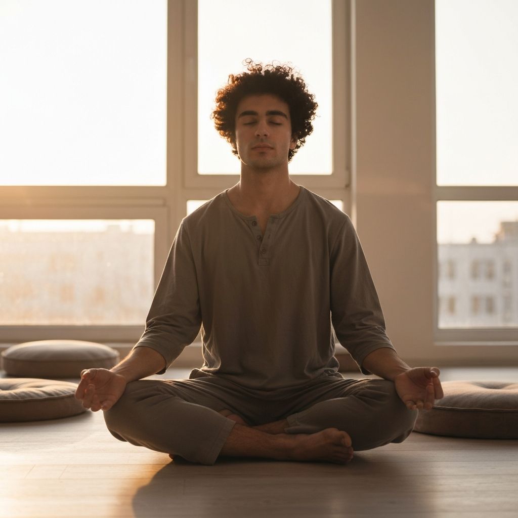 Personne méditant dans une lumière naturelle paisible