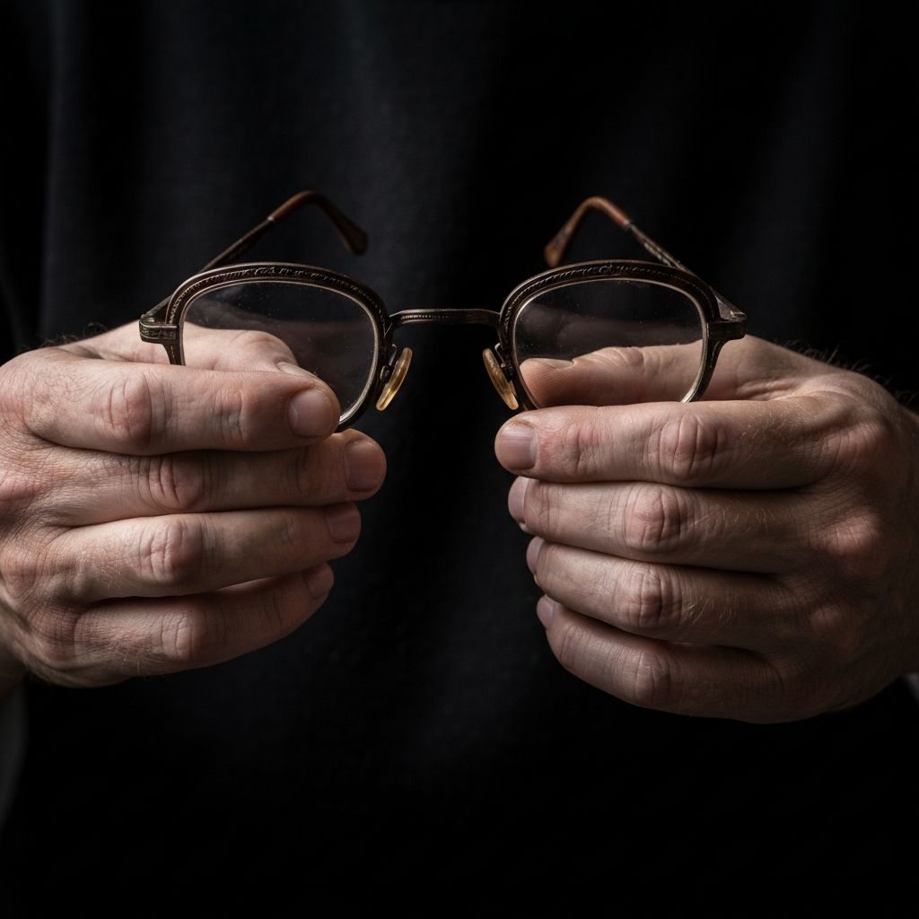 Mains tenant des lunettes anciennes avec soin professionnel
